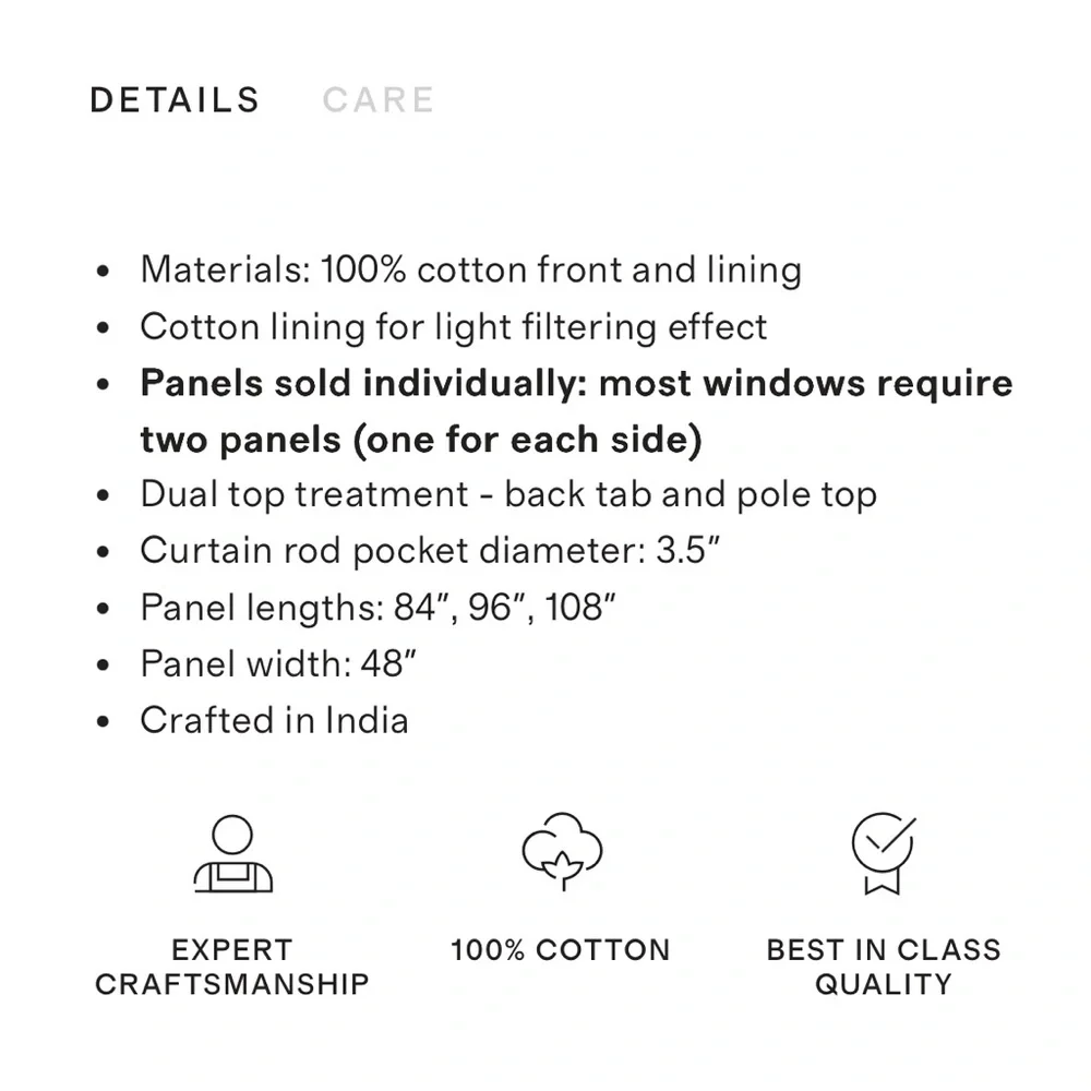 NWOT QUINCE Set Of 2 48x84 Cotton Slub Curtains Cloud 8821